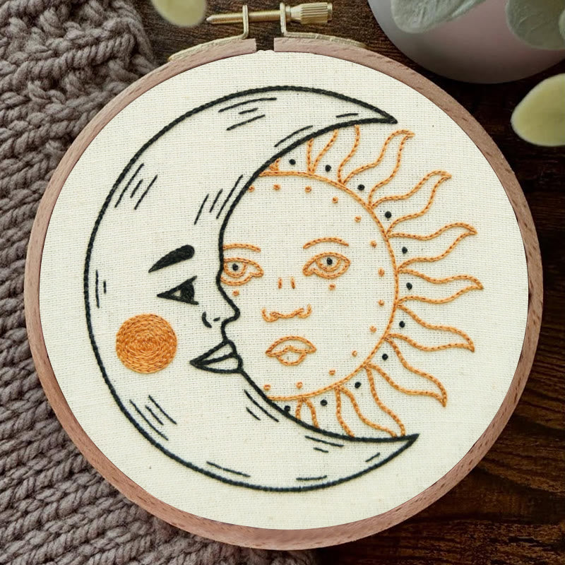 Rubbyoo Embroidery Kit - Crescent Moon And Sun | Mysterious Universe Craft | Diy Handmade Art - image 2