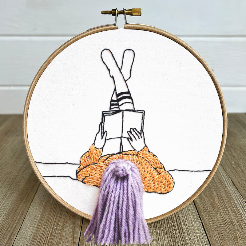 Rubbyoo Embroidery Kit - Reading Girl  | Creative Home Ornament | 3d Handmade Craft - image 3