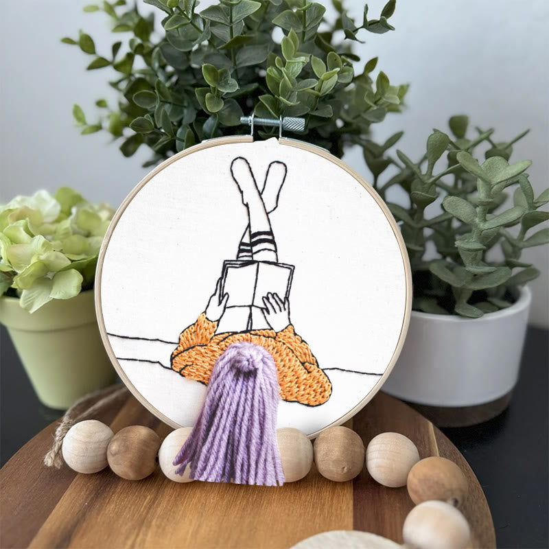 Rubbyoo Embroidery Kit - Reading Girl  | Creative Home Ornament | 3d Handmade Craft - image 4