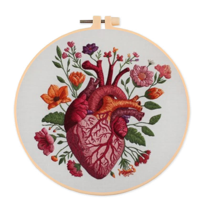 Rubbyoo Embroidery Kit - Anatomical Floral Heart | Handicraft For Wall Art | Unique Collection Gift - 20*20cm - image 0