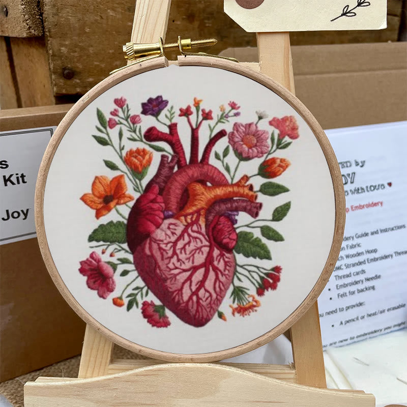 Rubbyoo Embroidery Kit - Anatomical Floral Heart | Handicraft For Wall Art | Unique Collection Gift - image 8