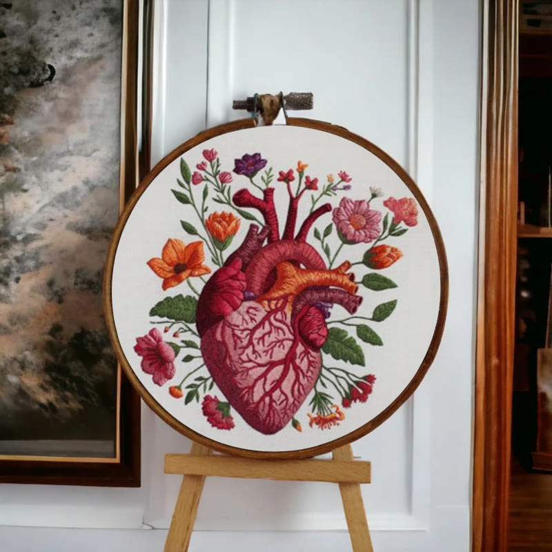 Rubbyoo Embroidery Kit - Anatomical Floral Heart | Handicraft For Wall Art | Unique Collection Gift - image 6