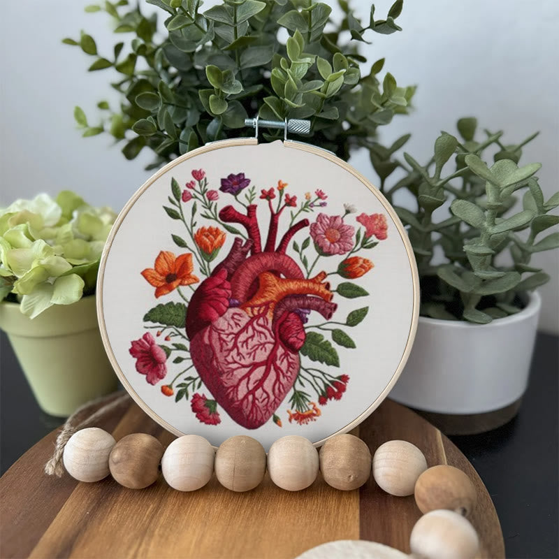 Rubbyoo Embroidery Kit - Anatomical Floral Heart | Handicraft For Wall Art | Unique Collection Gift - image 2