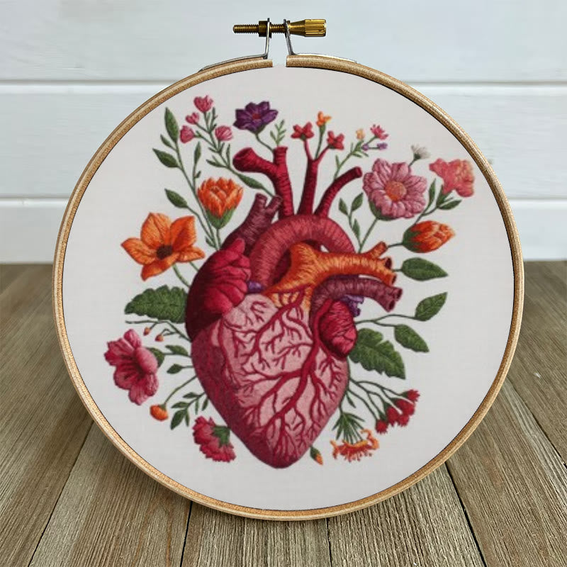 Rubbyoo Embroidery Kit - Anatomical Floral Heart | Handicraft For Wall Art | Unique Collection Gift - image 7