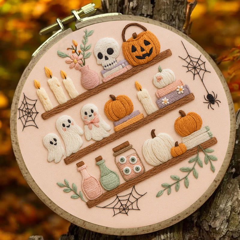 Rubbyoo Embroidery Kit -  Spooky Shelf |  Autumn Craft Idea | Witchy Halloween Decor - image 2