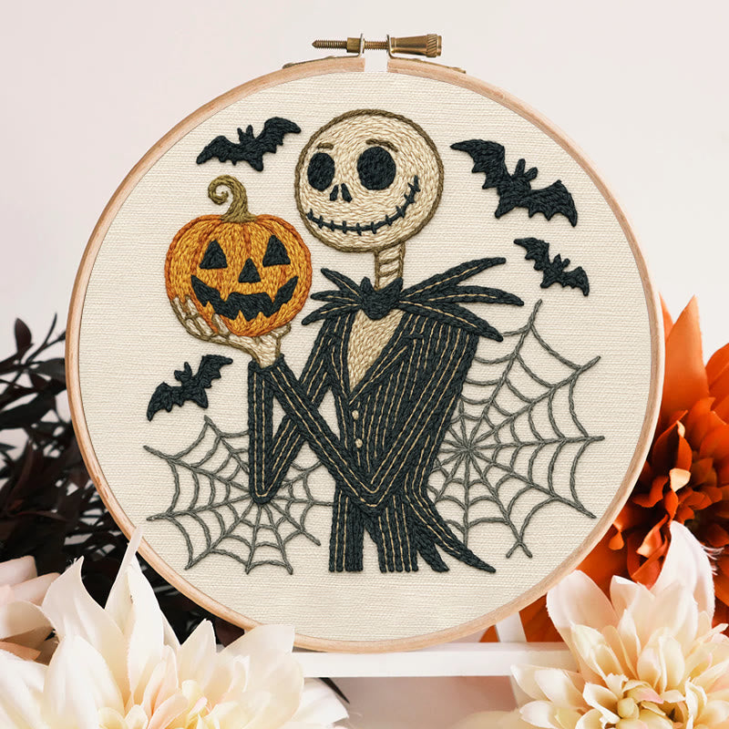 Rubbyoo Embroidery Kit - Skull Ghost In Suit |  Hoop Art For Halloween | Spooky Wall Decor - image 2