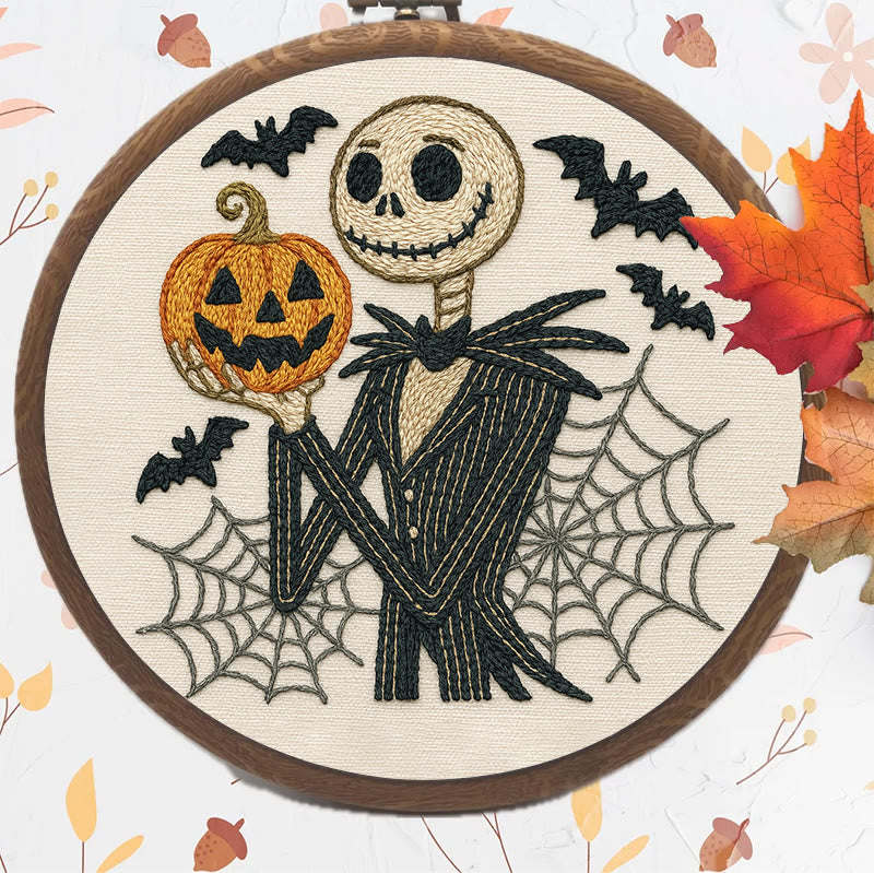 Rubbyoo Embroidery Kit - Skull Ghost In Suit |  Hoop Art For Halloween | Spooky Wall Decor - image 6