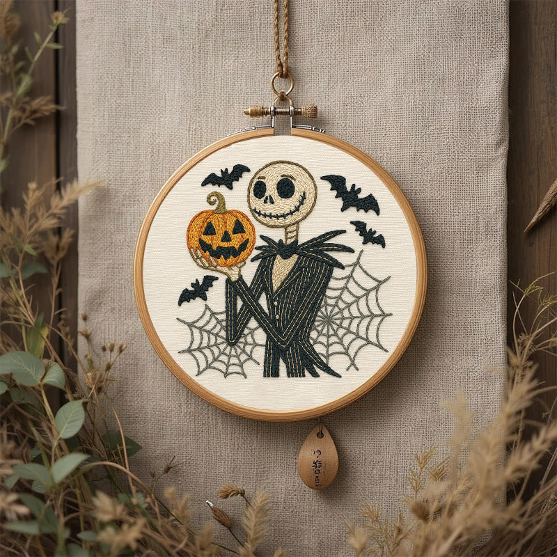 Rubbyoo Embroidery Kit - Skull Ghost In Suit |  Hoop Art For Halloween | Spooky Wall Decor - image 3