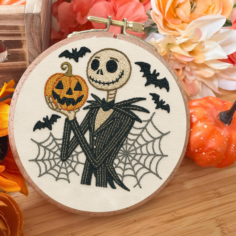 Rubbyoo Embroidery Kit - Skull Ghost In Suit |  Hoop Art For Halloween | Spooky Wall Decor - image 1