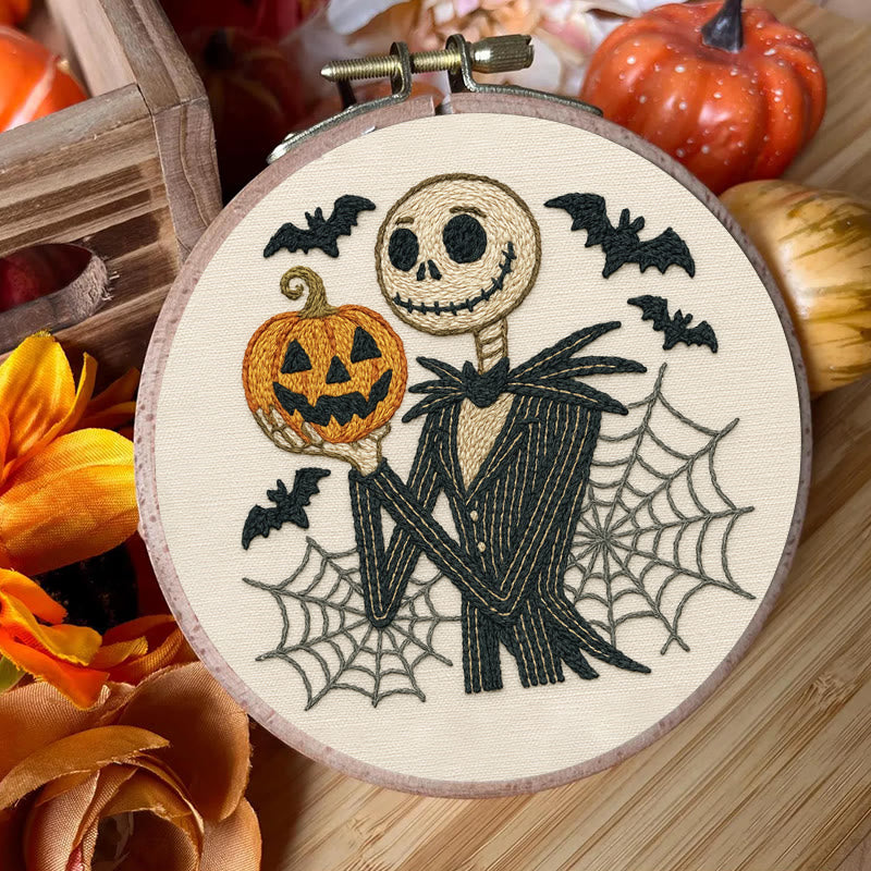 Rubbyoo Embroidery Kit - Skull Ghost In Suit |  Hoop Art For Halloween | Spooky Wall Decor - image 7