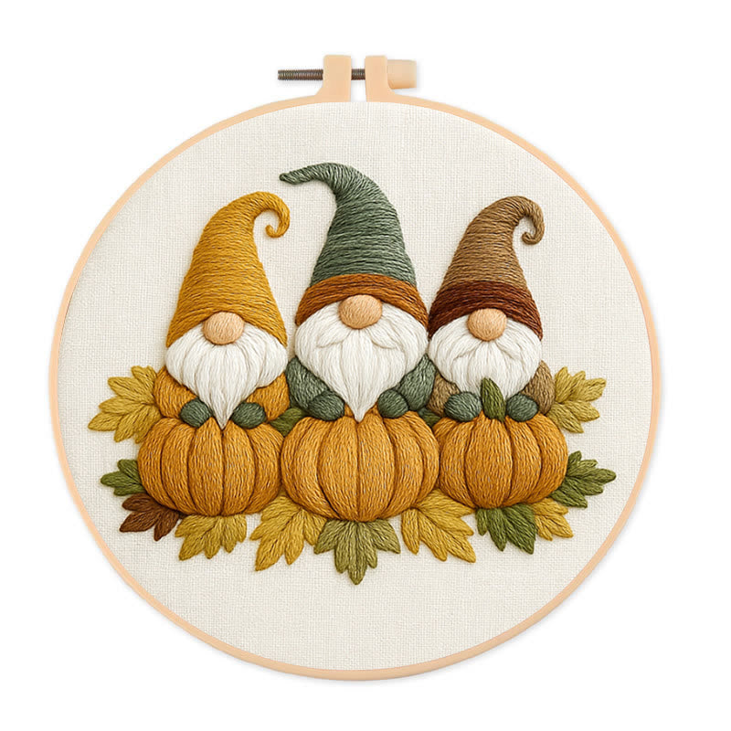 Rubbyoo Embroidery Kit - Pumpkin Gnome | Autumn Handmade Craft | Halloween Home Decor - 20*20cm - image 0