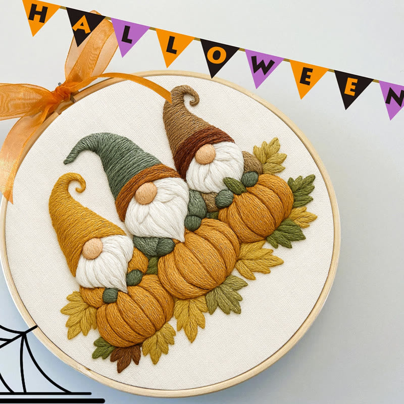 Rubbyoo Embroidery Kit - Pumpkin Gnome | Autumn Handmade Craft | Halloween Home Decor - image 2