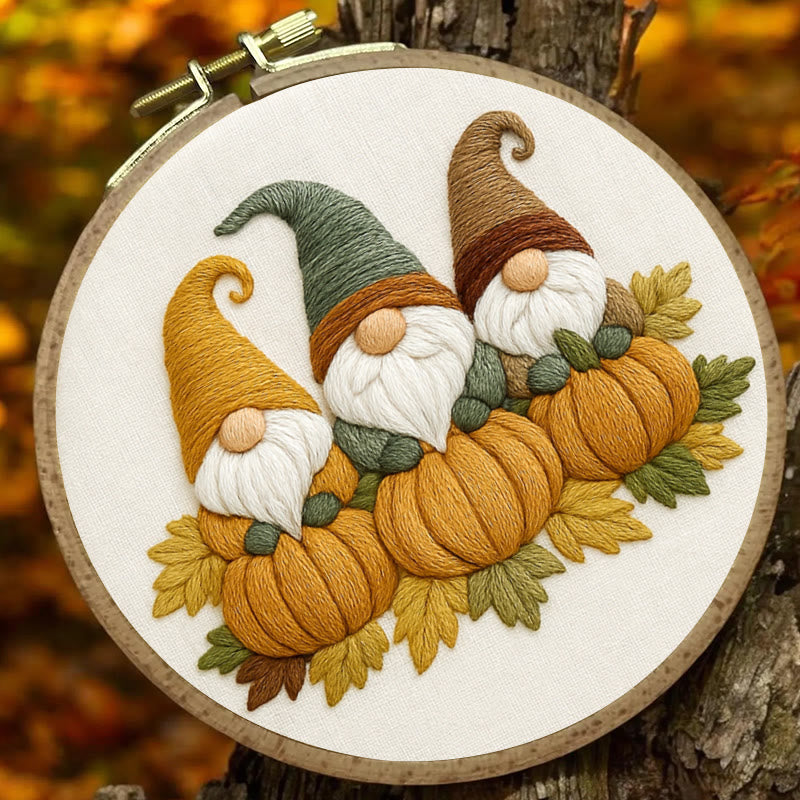 Rubbyoo Embroidery Kit - Pumpkin Gnome | Autumn Handmade Craft | Halloween Home Decor - image 3