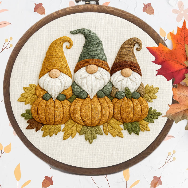 Rubbyoo Embroidery Kit - Pumpkin Gnome | Autumn Handmade Craft | Halloween Home Decor - image 1