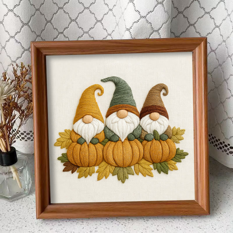 Rubbyoo Embroidery Kit - Pumpkin Gnome | Autumn Handmade Craft | Halloween Home Decor - Embroidery Kit Plus An Extra Frame - image 9