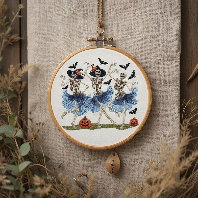 Rubbyoo Embroidery Kit - Ballet Skeleton | Halloween Gothic Handicraft | Diy Hanging Ornament  - image 1