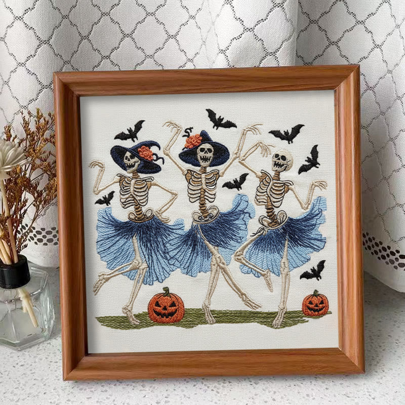 Rubbyoo Embroidery Kit - Ballet Skeleton | Halloween Gothic Handicraft | Diy Hanging Ornament  - Embroidery Kit Plus An Extra Frame - image 4