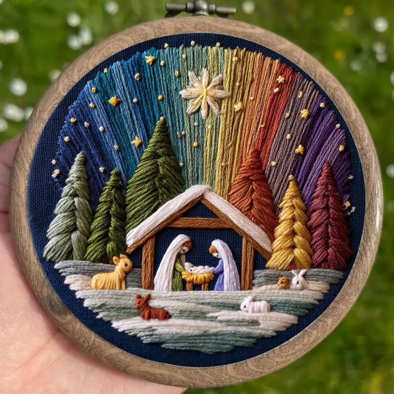 Rubbyoo Embroidery Kit - Nativity With Aurora | Stunning Christmas Gift | Precious Handmade Collection  - image 1