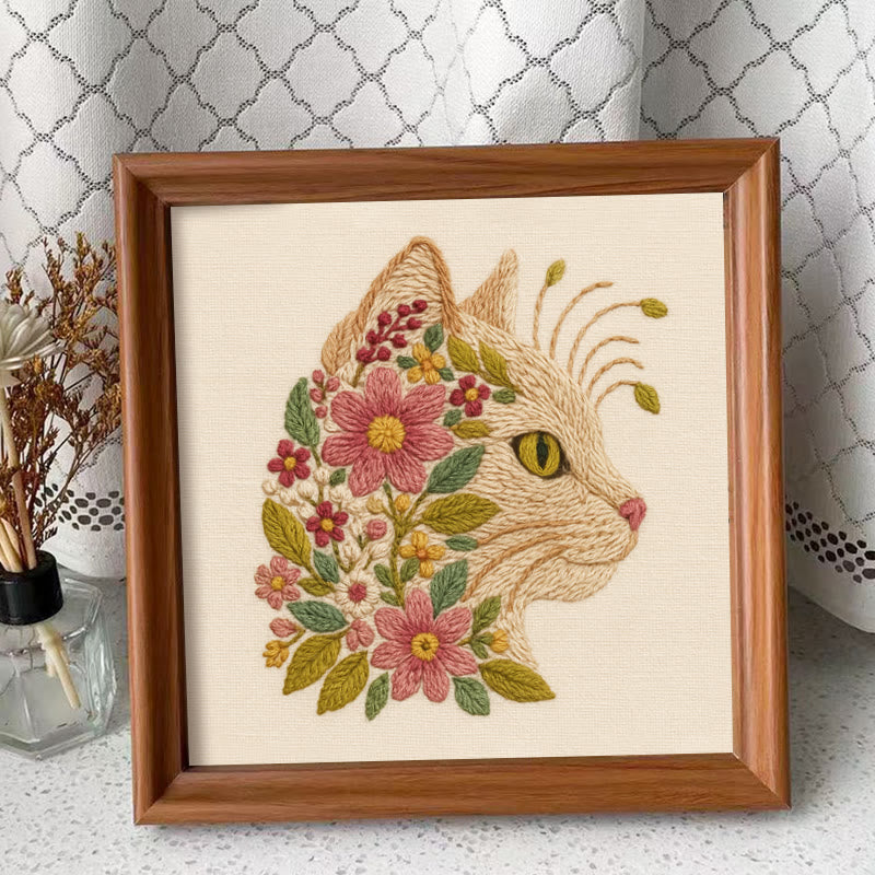 Rubbyoo Embroidery Kit - Charming Cat | Diy Floral Craft | Perfect Gift For Cat Lovers - Embroidery Kit Plus An Extra Frame - image 7