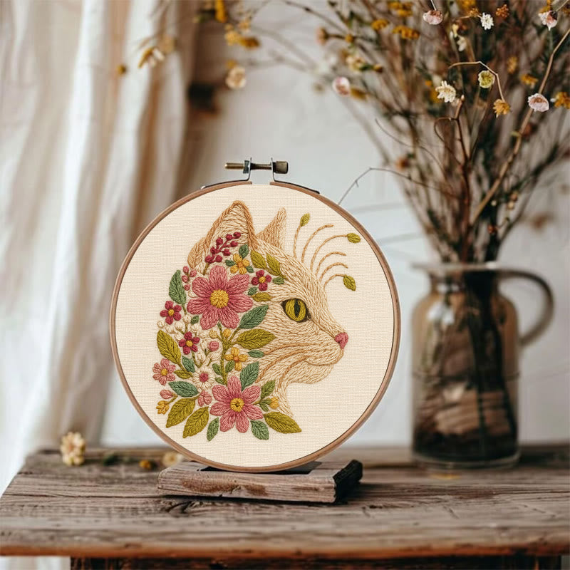 Rubbyoo Embroidery Kit - Charming Cat | Diy Floral Craft | Perfect Gift For Cat Lovers - image 5