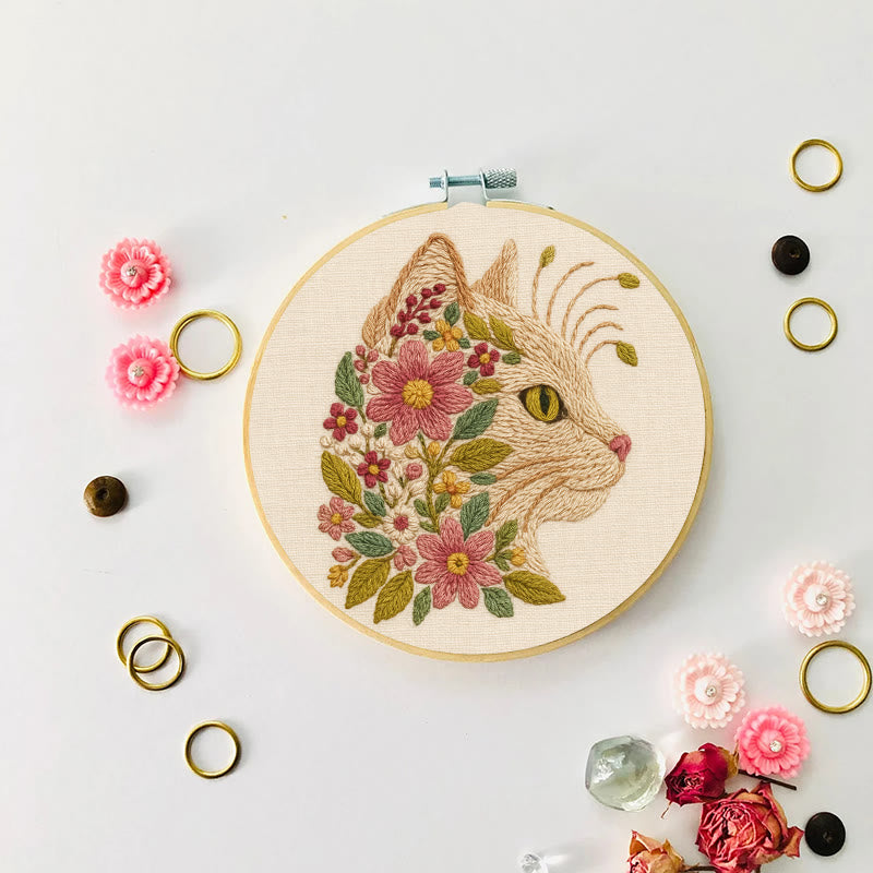 Rubbyoo Embroidery Kit - Charming Cat | Diy Floral Craft | Perfect Gift For Cat Lovers - image 6