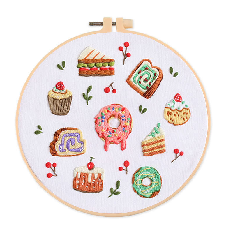 Rubbyoo Embroidery Kit - Yummy Pastry |  Beginner Handmade Craft | Decorative Gift For Desert Lover - 20*20cm - image 0