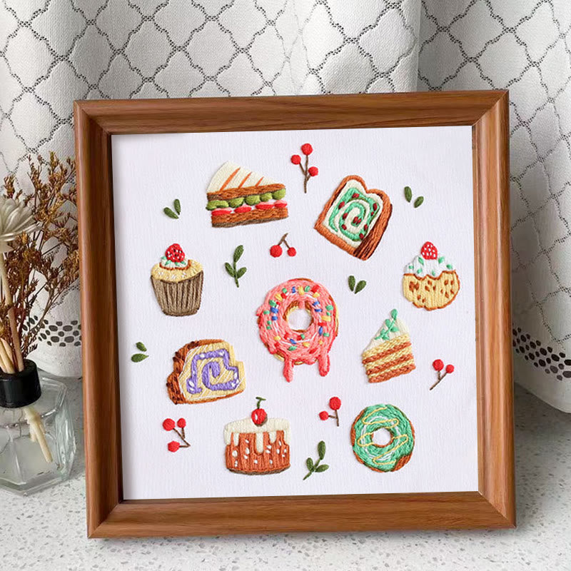 Rubbyoo Embroidery Kit - Yummy Pastry |  Beginner Handmade Craft | Decorative Gift For Desert Lover - Embroidery Kit Plus An Extra Frame - image 7