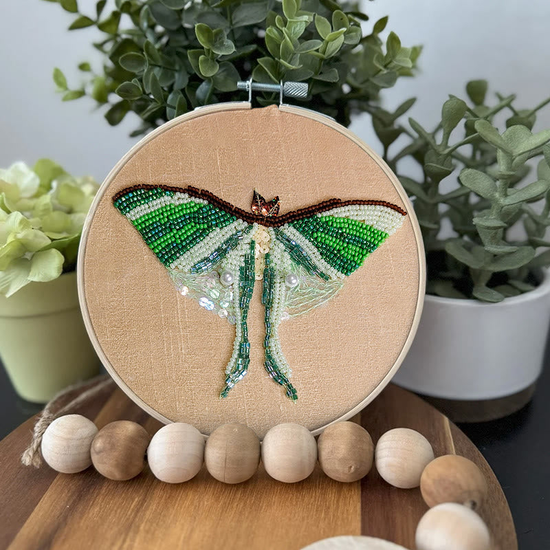 Rubbyoo Bead Embroidery Kit - Green Luna Moth | Exquisite Handmade Craft | Nice Home Decor - image 2