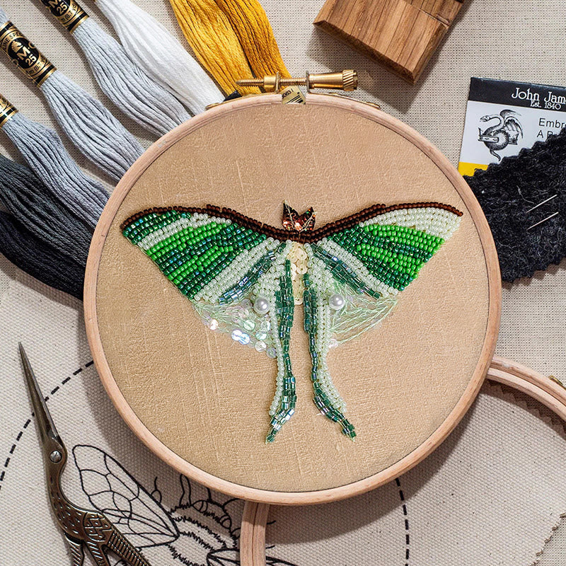 Rubbyoo Bead Embroidery Kit - Green Luna Moth | Exquisite Handmade Craft | Nice Home Decor - image 6