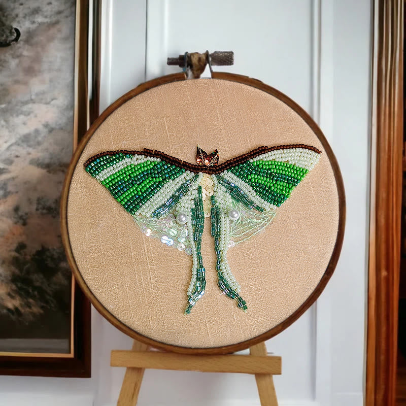 Rubbyoo Bead Embroidery Kit - Green Luna Moth | Exquisite Handmade Craft | Nice Home Decor - image 4