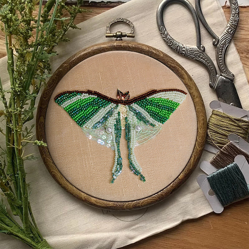 Rubbyoo Bead Embroidery Kit - Green Luna Moth | Exquisite Handmade Craft | Nice Home Decor - image 3