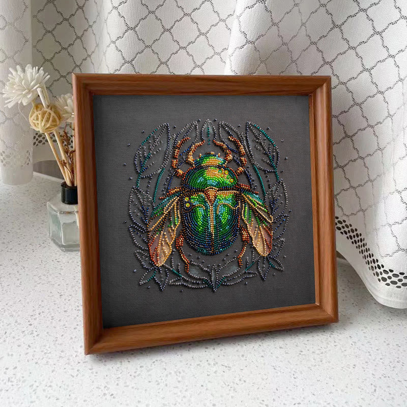 Rubbyoo Bead Embroidery Kit - Emerald Beetle | Personalized Insect Craft | Wall Hanging Artwork - image 9