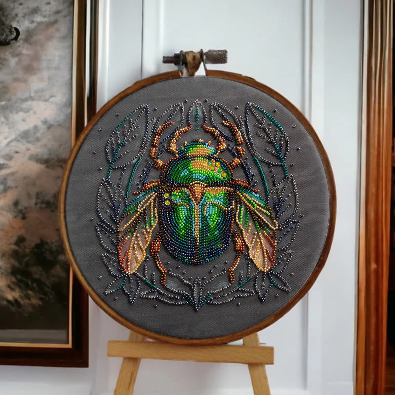 Rubbyoo Bead Embroidery Kit - Emerald Beetle | Personalized Insect Craft | Wall Hanging Artwork - image 8