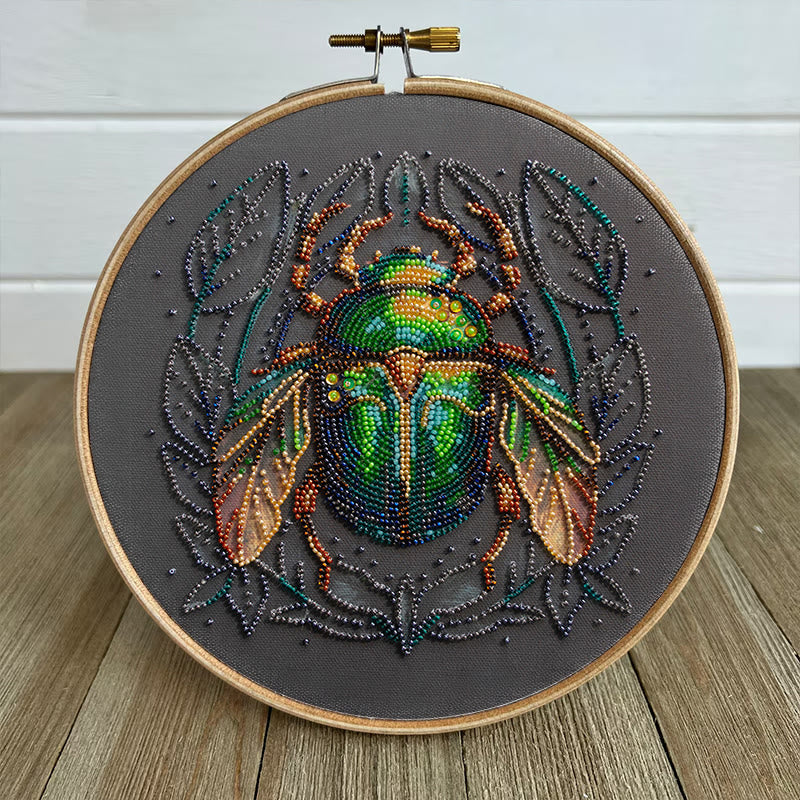 Rubbyoo Bead Embroidery Kit - Emerald Beetle | Personalized Insect Craft | Wall Hanging Artwork - image 6