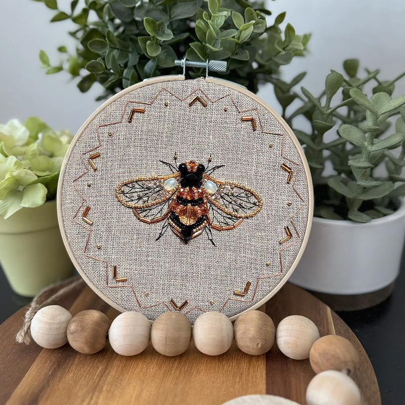 Rubbyoo Bead Embroidery Kit - Golden Bee | Easy Handmade Needlepoint | Diy Decorative Ornament - image 1