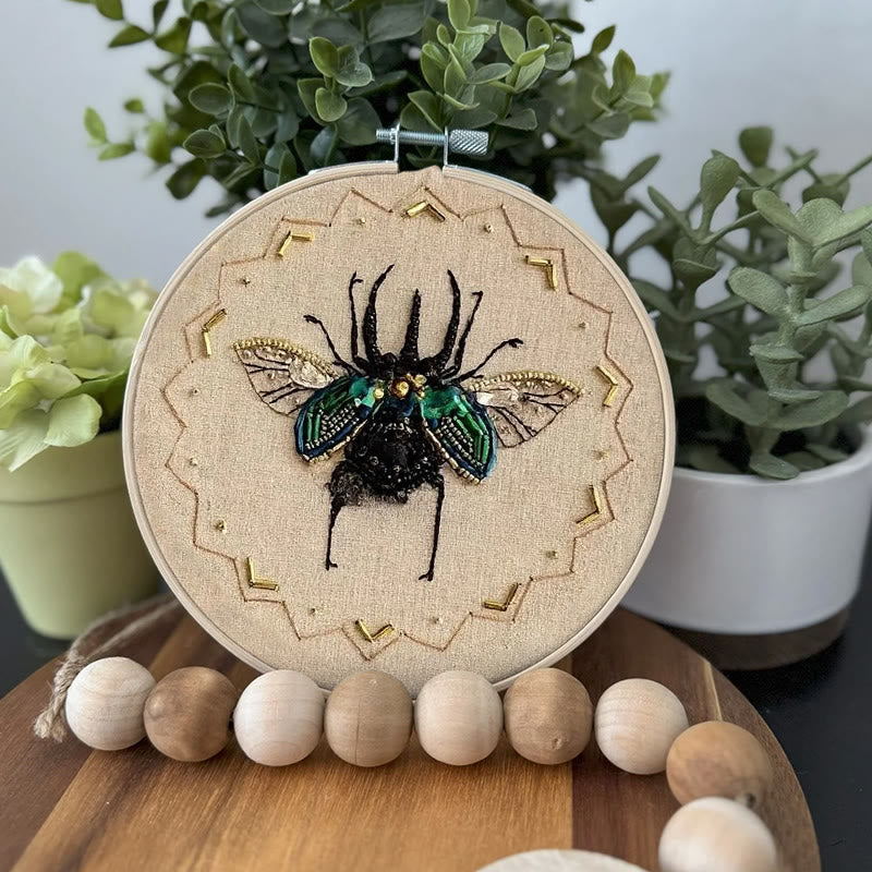 Rubbyoo Bead Embroidery Kit - Black Scarab | Handmade Craft For Adults | Easy Insect Needlepoint - image 3