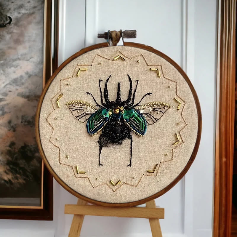 Rubbyoo Bead Embroidery Kit - Black Scarab | Handmade Craft For Adults | Easy Insect Needlepoint - image 2