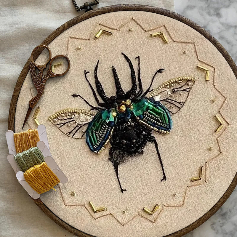 Rubbyoo Bead Embroidery Kit - Black Scarab | Handmade Craft For Adults | Easy Insect Needlepoint - image 6