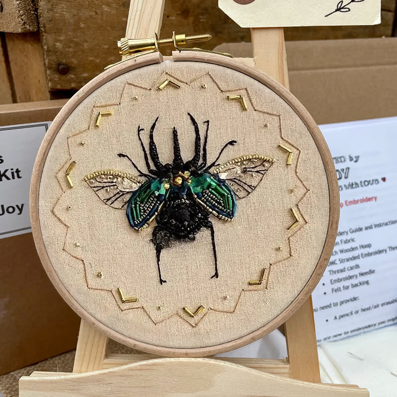 Rubbyoo Bead Embroidery Kit - Black Scarab | Handmade Craft For Adults | Easy Insect Needlepoint - image 4