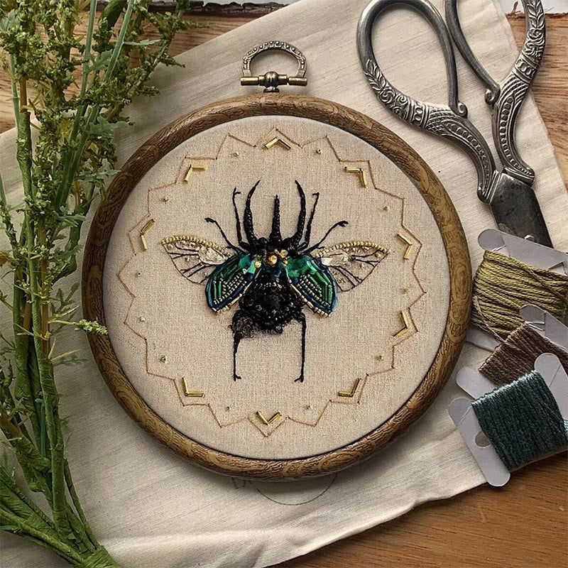 Rubbyoo Bead Embroidery Kit - Black Scarab | Handmade Craft For Adults | Easy Insect Needlepoint - image 7