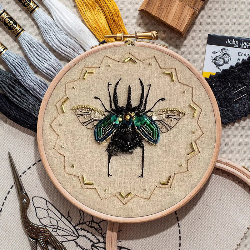 Rubbyoo Bead Embroidery Kit - Black Scarab | Handmade Craft For Adults | Easy Insect Needlepoint - image 8