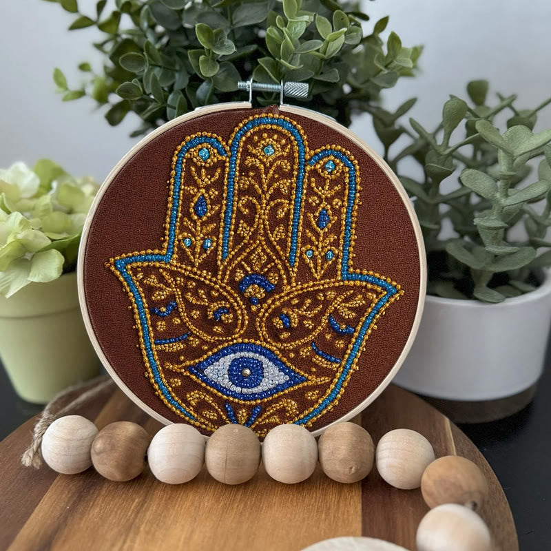 Rubbyoo Bead Embroidery Kit - Golden Hamsa | Diy Bead Artwork | Creative Gift For Crafters - image 2