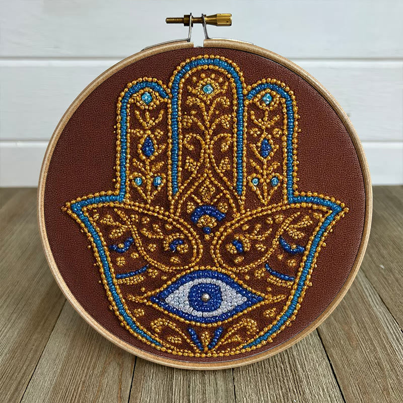 Rubbyoo Bead Embroidery Kit - Golden Hamsa | Diy Bead Artwork | Creative Gift For Crafters - image 6