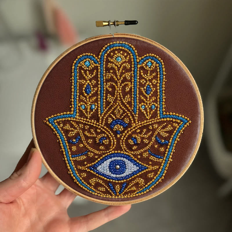 Rubbyoo Bead Embroidery Kit - Golden Hamsa | Diy Bead Artwork | Creative Gift For Crafters - image 4