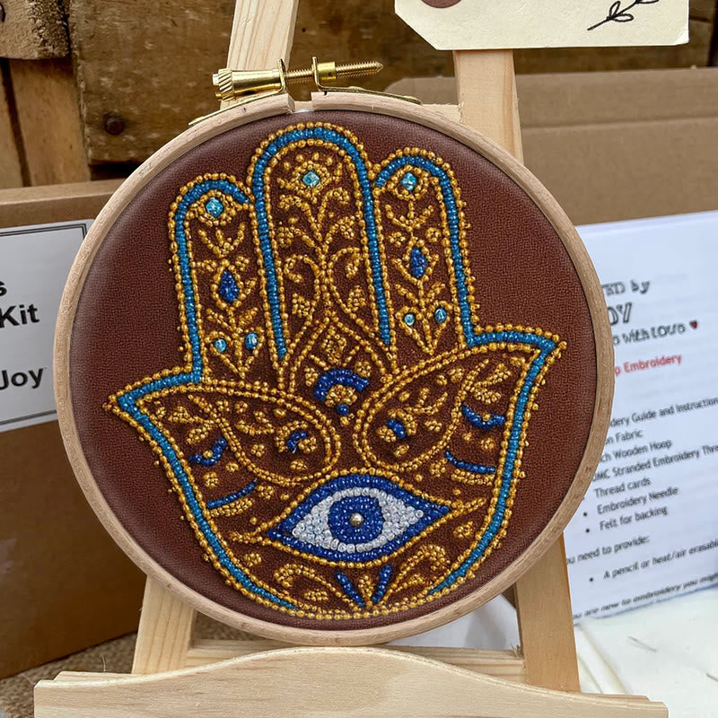 Rubbyoo Bead Embroidery Kit - Golden Hamsa | Diy Bead Artwork | Creative Gift For Crafters - image 3