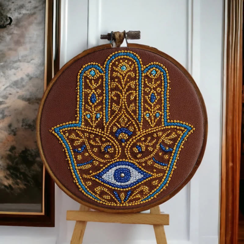 Rubbyoo Bead Embroidery Kit - Golden Hamsa | Diy Bead Artwork | Creative Gift For Crafters - image 5