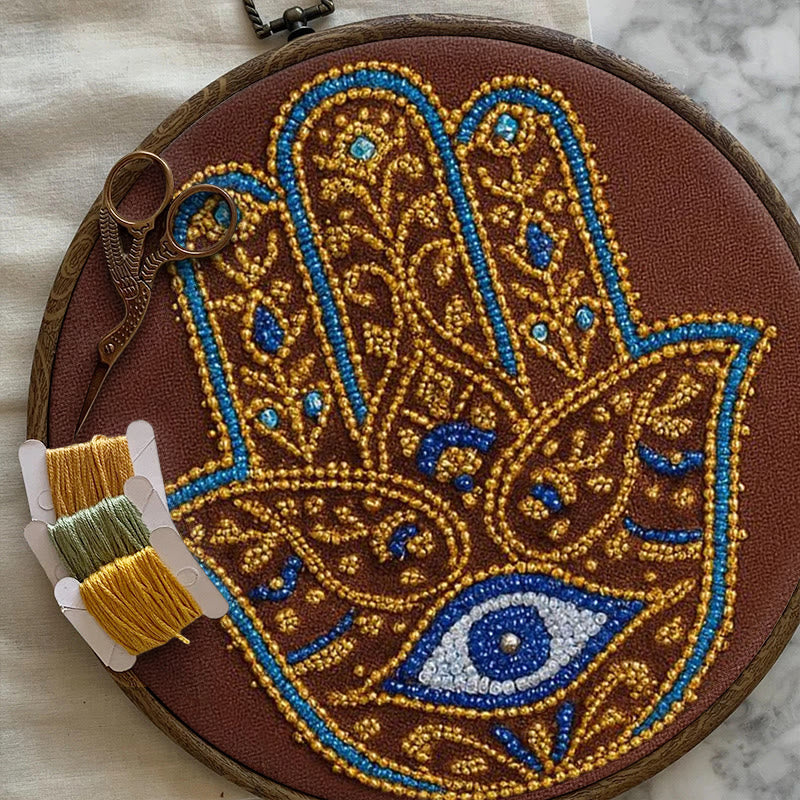 Rubbyoo Bead Embroidery Kit - Golden Hamsa | Diy Bead Artwork | Creative Gift For Crafters - image 7