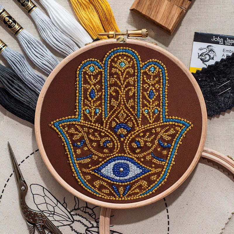 Rubbyoo Bead Embroidery Kit - Golden Hamsa | Diy Bead Artwork | Creative Gift For Crafters - image 8