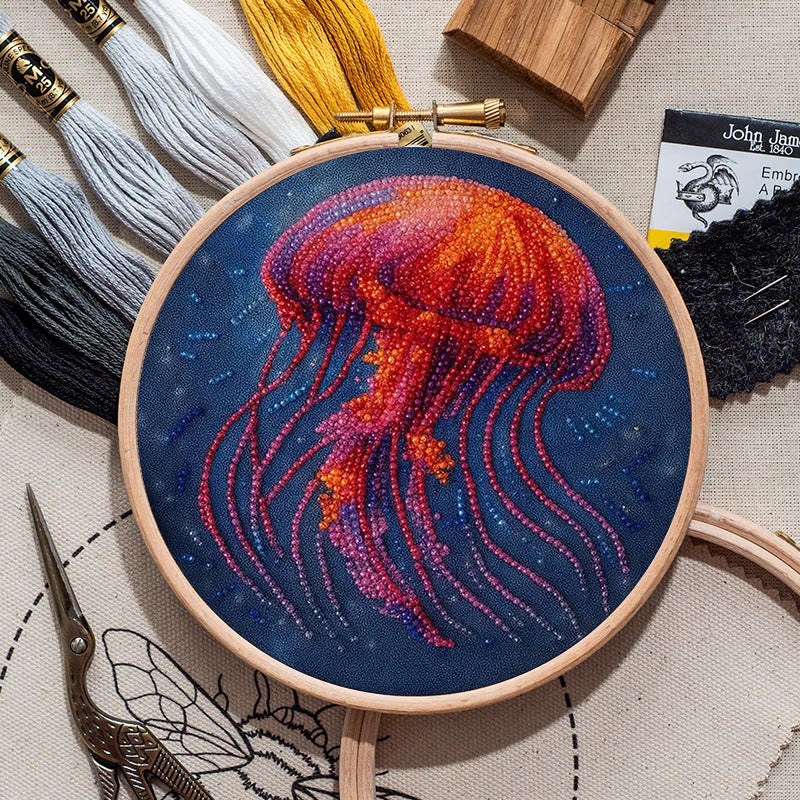 Rubbyoo Bead Embroidery Kit - Glowing Jellyfish | Creative Handmade Gifts | Handicraft For Beginners - image 4