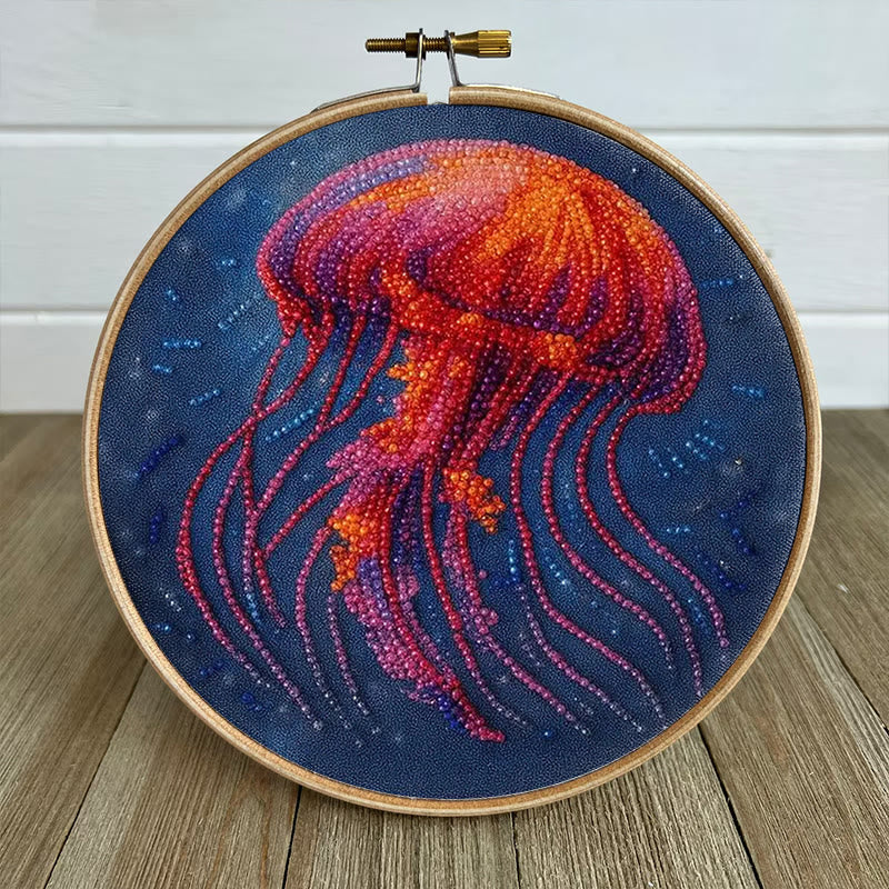 Rubbyoo Bead Embroidery Kit - Glowing Jellyfish | Creative Handmade Gifts | Handicraft For Beginners - image 3